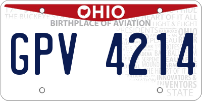 OH license plate GPV4214