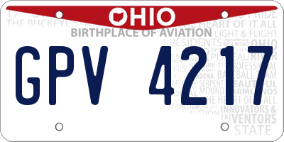 OH license plate GPV4217