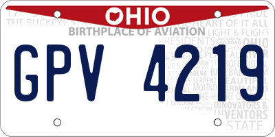 OH license plate GPV4219