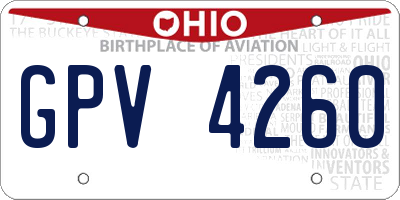 OH license plate GPV4260