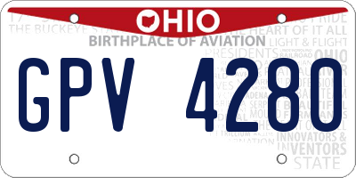 OH license plate GPV4280