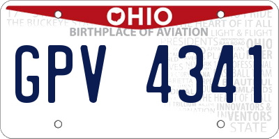 OH license plate GPV4341