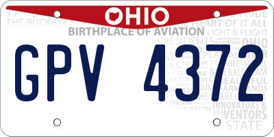 OH license plate GPV4372