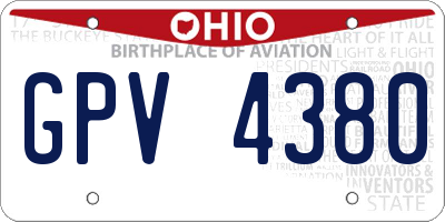 OH license plate GPV4380