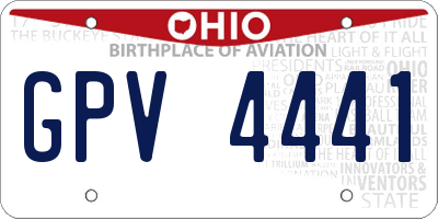 OH license plate GPV4441