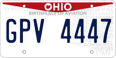 OH license plate GPV4447