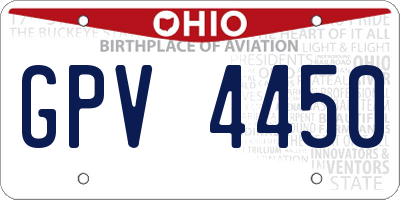 OH license plate GPV4450