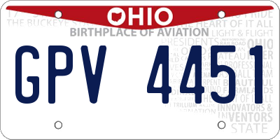 OH license plate GPV4451