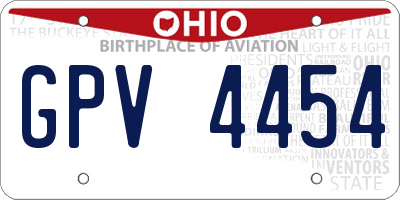 OH license plate GPV4454