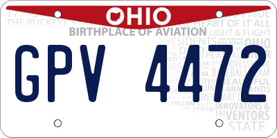 OH license plate GPV4472