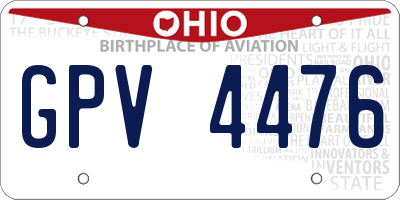 OH license plate GPV4476