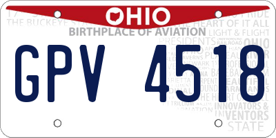 OH license plate GPV4518