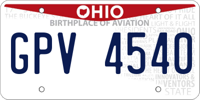 OH license plate GPV4540