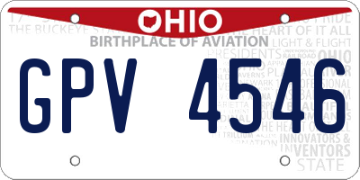 OH license plate GPV4546