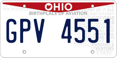 OH license plate GPV4551