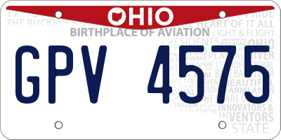 OH license plate GPV4575