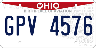 OH license plate GPV4576
