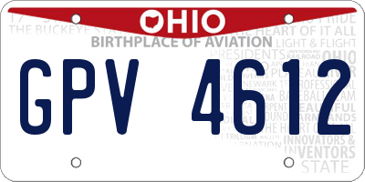 OH license plate GPV4612
