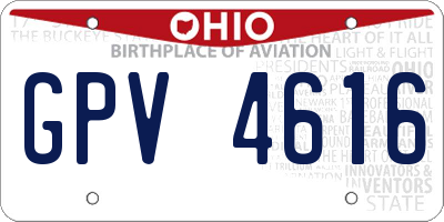 OH license plate GPV4616