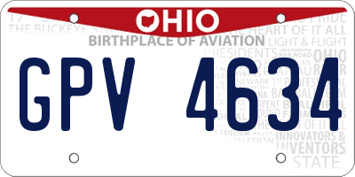 OH license plate GPV4634