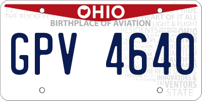 OH license plate GPV4640
