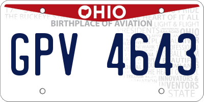 OH license plate GPV4643