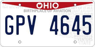 OH license plate GPV4645