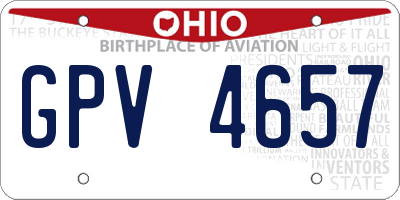 OH license plate GPV4657