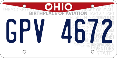 OH license plate GPV4672