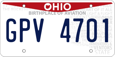 OH license plate GPV4701