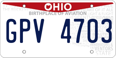 OH license plate GPV4703