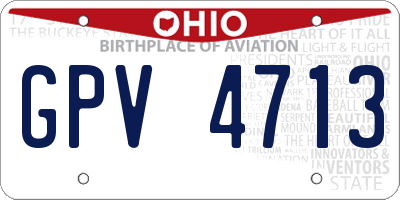 OH license plate GPV4713