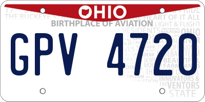 OH license plate GPV4720