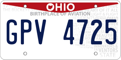 OH license plate GPV4725