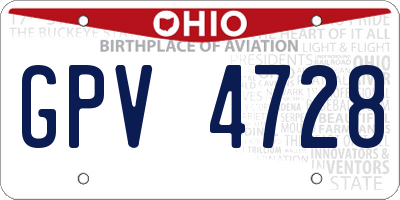 OH license plate GPV4728