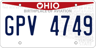 OH license plate GPV4749