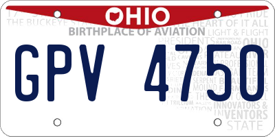 OH license plate GPV4750