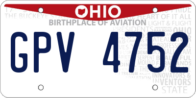 OH license plate GPV4752