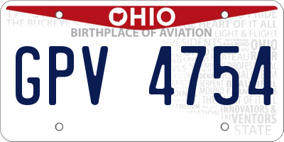 OH license plate GPV4754