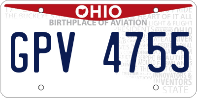 OH license plate GPV4755
