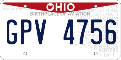 OH license plate GPV4756