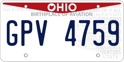 OH license plate GPV4759