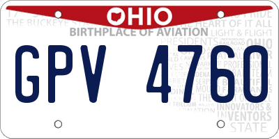 OH license plate GPV4760