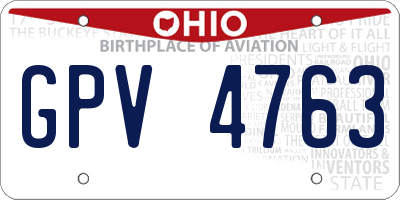 OH license plate GPV4763