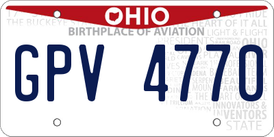 OH license plate GPV4770