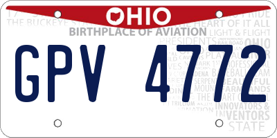 OH license plate GPV4772