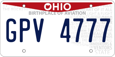 OH license plate GPV4777