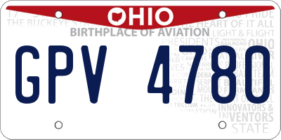 OH license plate GPV4780