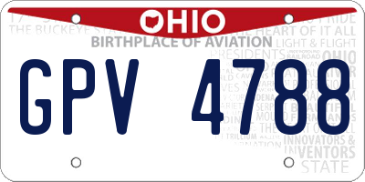 OH license plate GPV4788