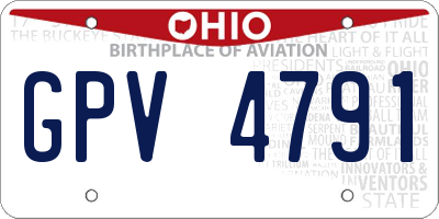 OH license plate GPV4791